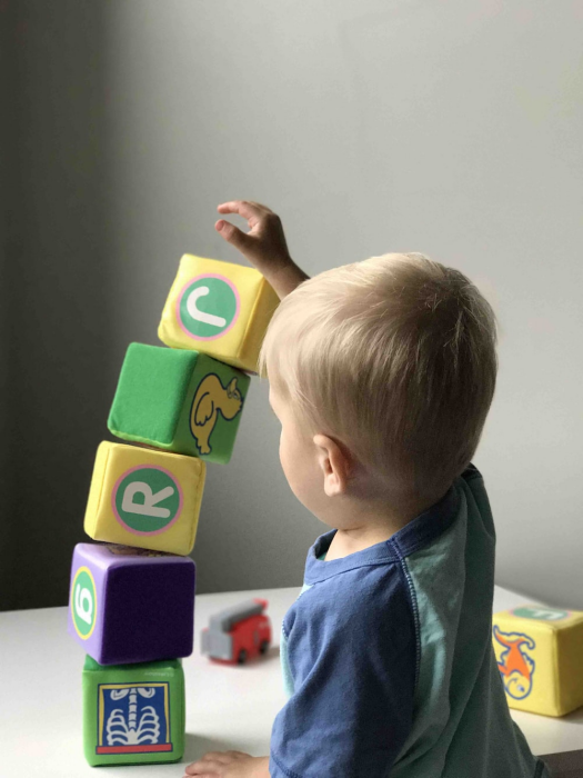 A child playing with blocks