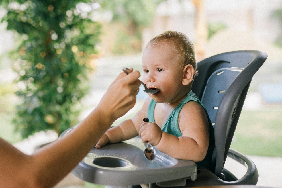 Infant in a high chair